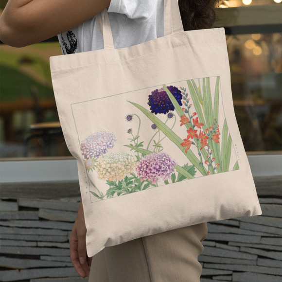 Handbags - Scabiosa & Montbretia Flower Canvas Tote